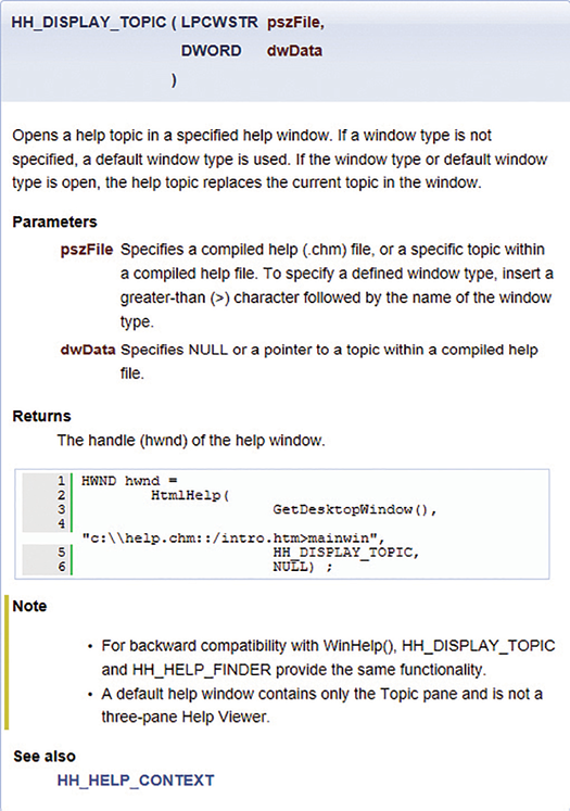 Figure 1. Doxygen output for HH_DISPLAY_TOPIC method.