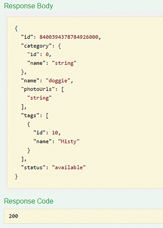 Figure 6. The Response Body and Response Code.