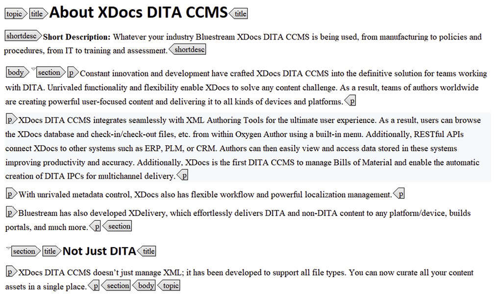 About XDocs DITA CCMS Screenshot