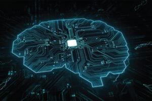 Brain represented with a circuit board