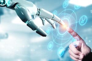 Robot and human hand touch through and interface