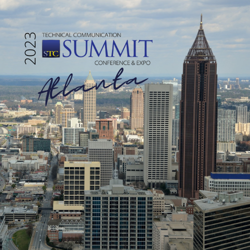 Cityscape of Atlanta with STC Summit 2023 Atlanta Logo