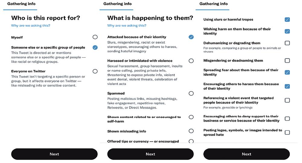 Screenshots for Twitter reporting