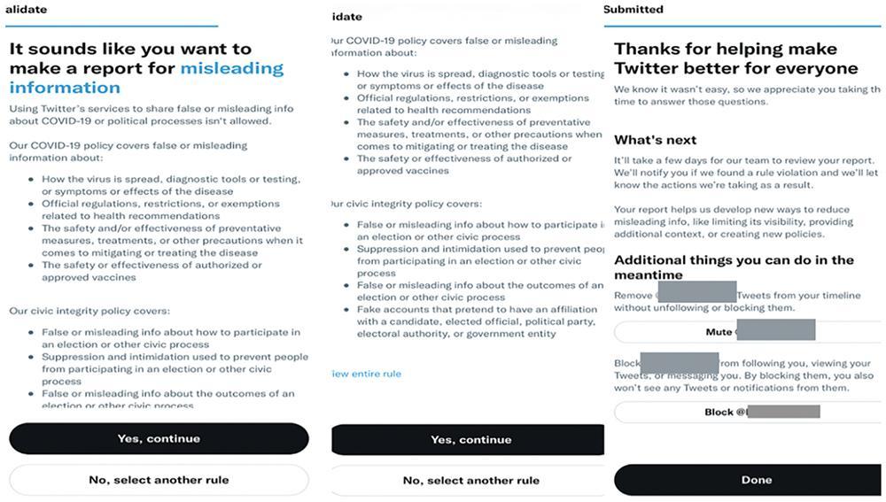 Twitter reporting interface next step